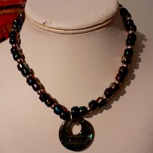 Abalone majestic blue antique necklace